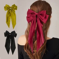 1pc new fashion bowknot streamer hairpin woman girls satin ribbon barrette bow back head spring clip headwear hair accessories
