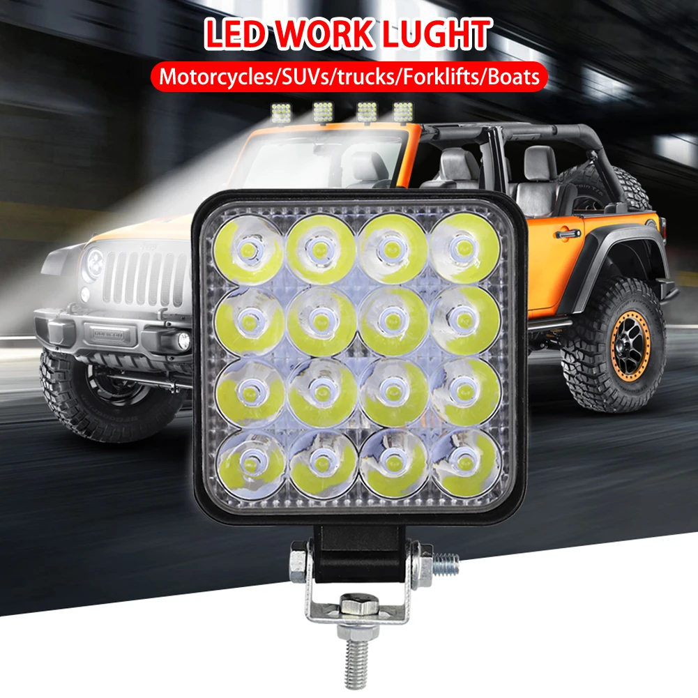 48 Вт Светодиодный светильник квадратный 16LED 12V 24V внедорожные прожектор Точечный