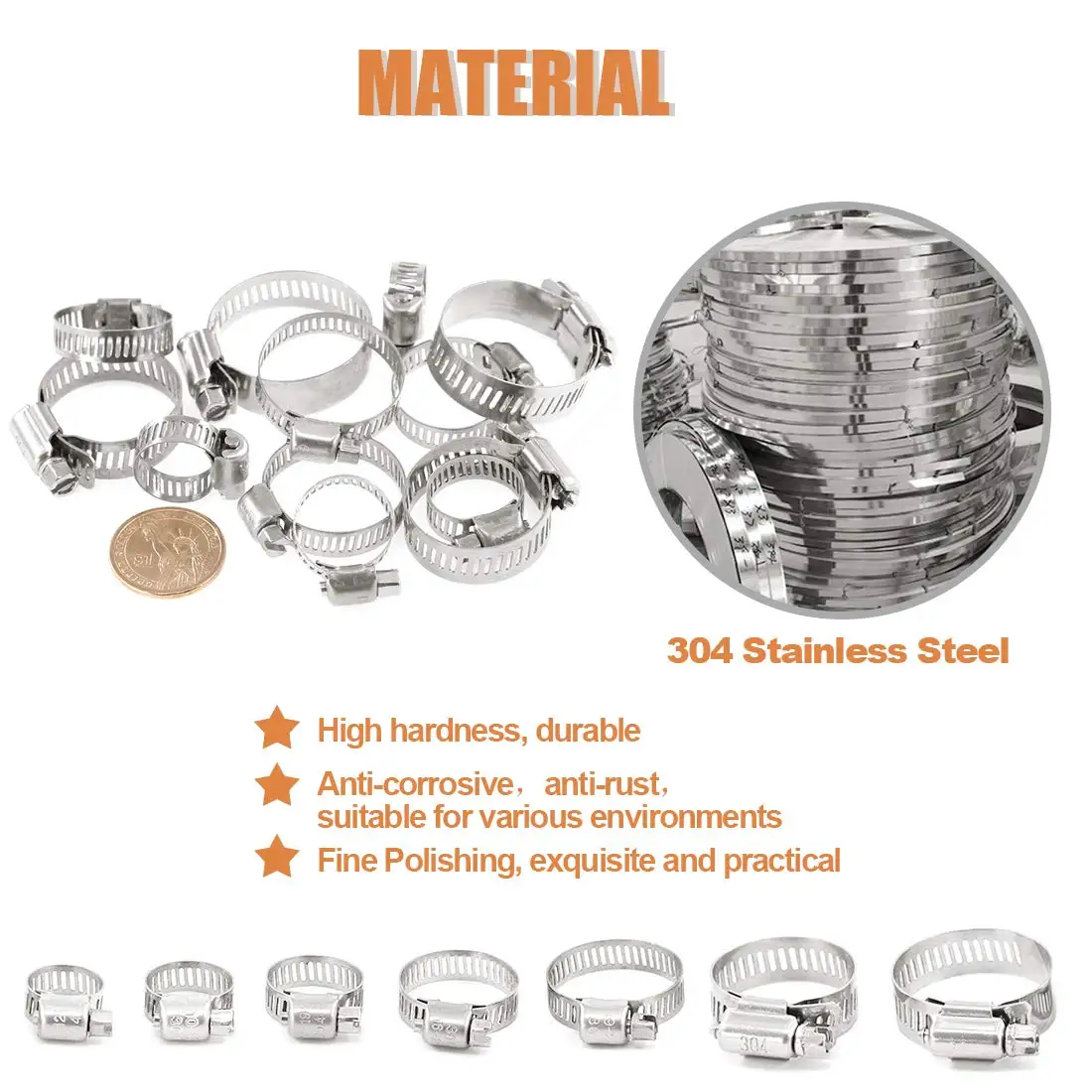 Регулируемые зажимы диаметром от 8 до 38 мм набор шлангов-червей для различных