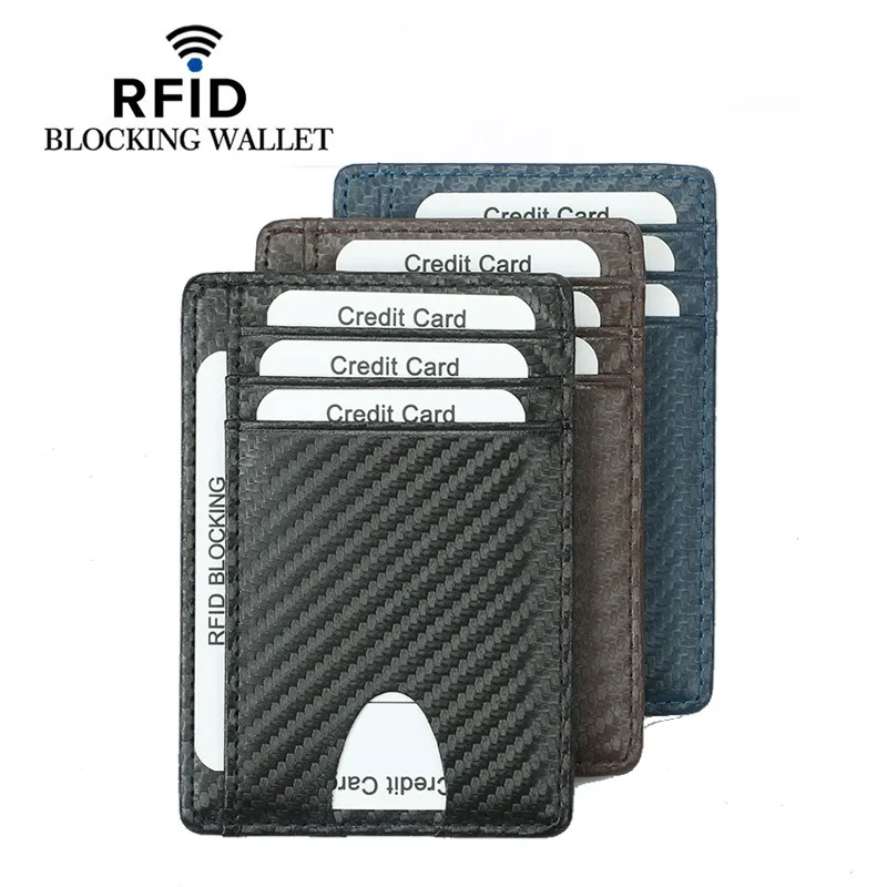 Новый тонкий кожаный бумажник с блокировкой RFID держатель для кредитных карт