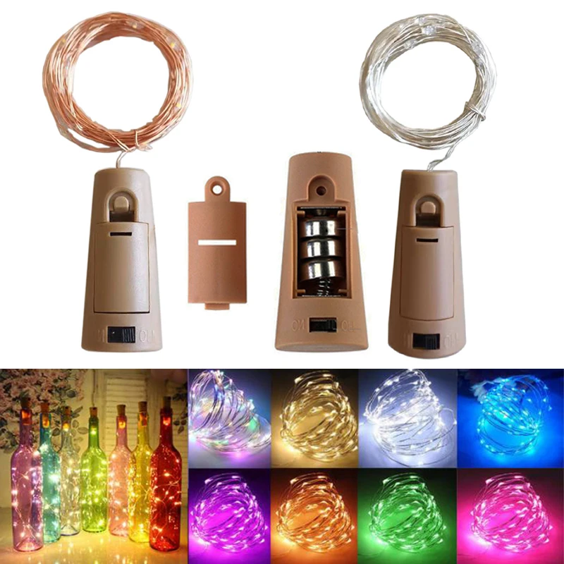 

2m 20led Wine Bottle Lights Cork Battery Powered Starry Diy Christmas String Lights for Party Halloween Wedding Decoracion