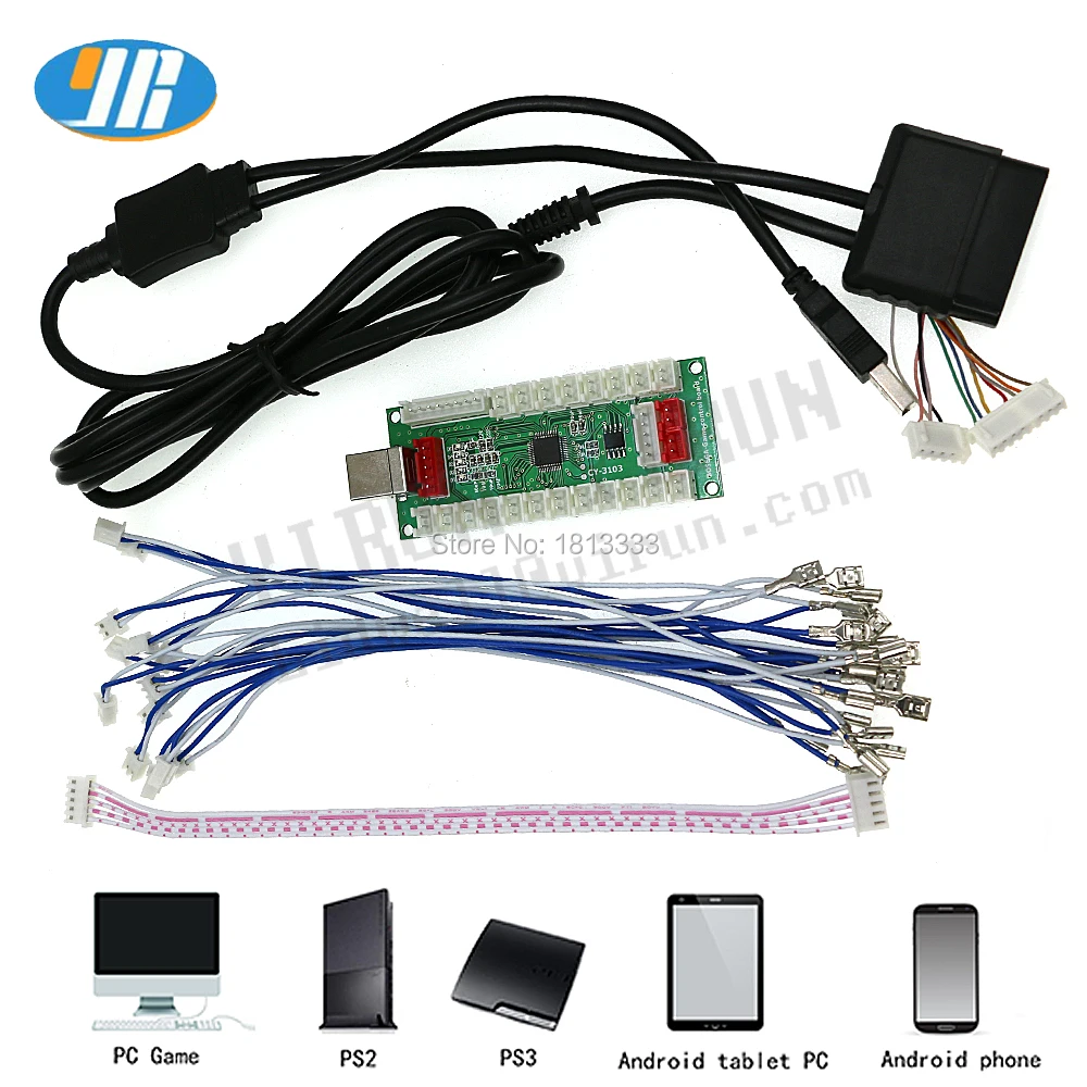 Аркадные наборы печатная плата 4 в 1 USB кодировщик с проводами для PS2 PS3 PC кабель