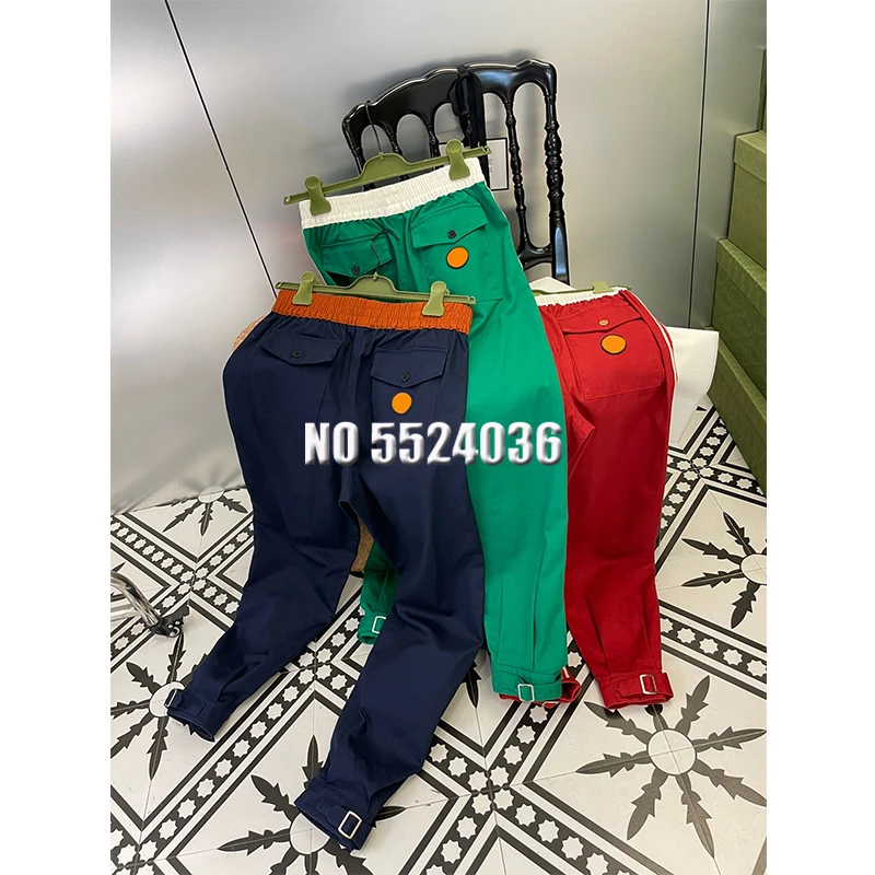 

Fashion Elegant Lady Casual Embroid Patchwork Long Trousers High Waist Stripe Women's Pants