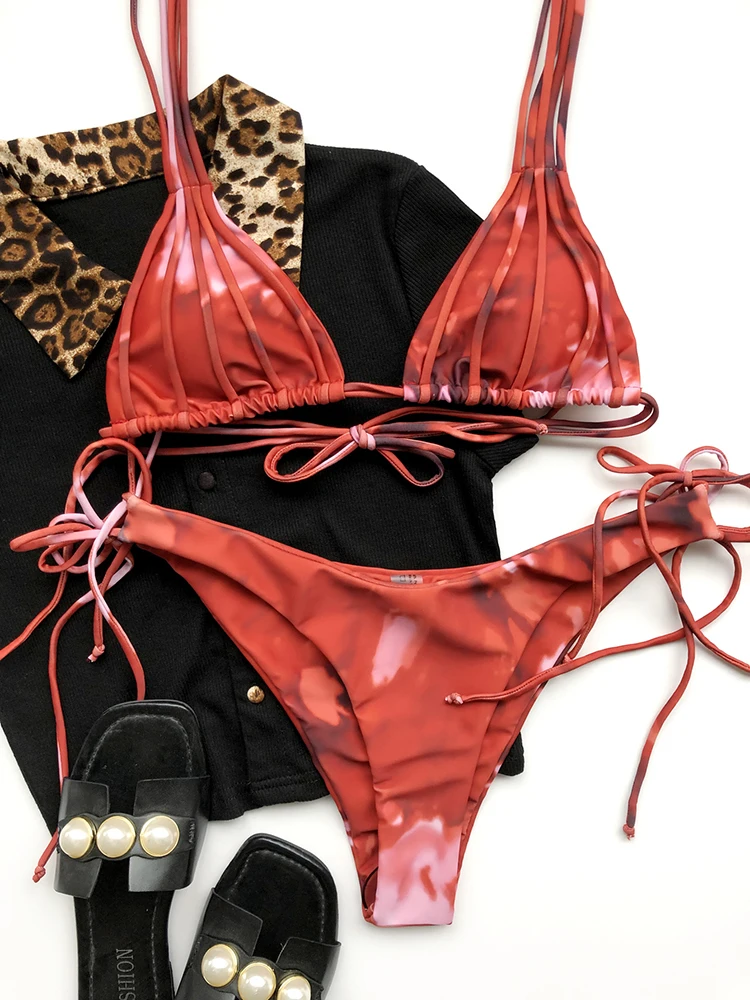 

ZTVitality Multi-rope Sexy Bikinis Push Up Bikini 2021 Hot Sale Padded Bra Bandage Print Swimsuit Female Swimwear Women Biquini