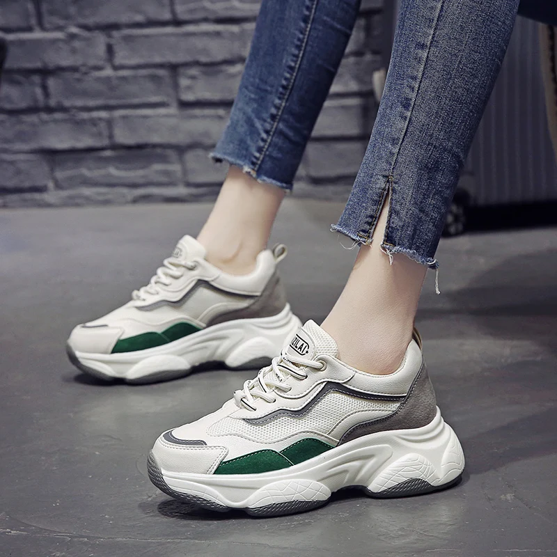 Женские кроссовки на платформе разноцветные толстой подошве женские массивном