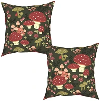 mushroom decorative throw pillow covers 18x18 set of 2 cotton couch pillow cushion cover home sofa chair car outdoor patio decor