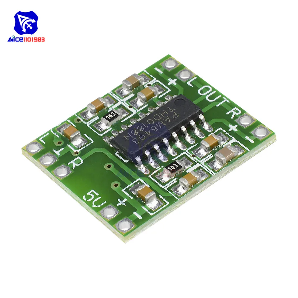 Diymore 10 шт./лот PAM8403 2 канала 2x3 Вт Мини цифровой аудио усилитель модуль мощности класса D аудио усилитель доска DC 2,5-5 В