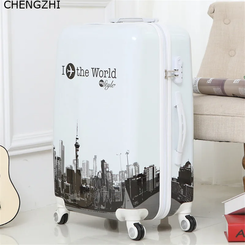 CHENGZHI Модный женский ретро чемодан на колесиках 20 дюймов 22 дюйма 24 26 | Багаж и сумки