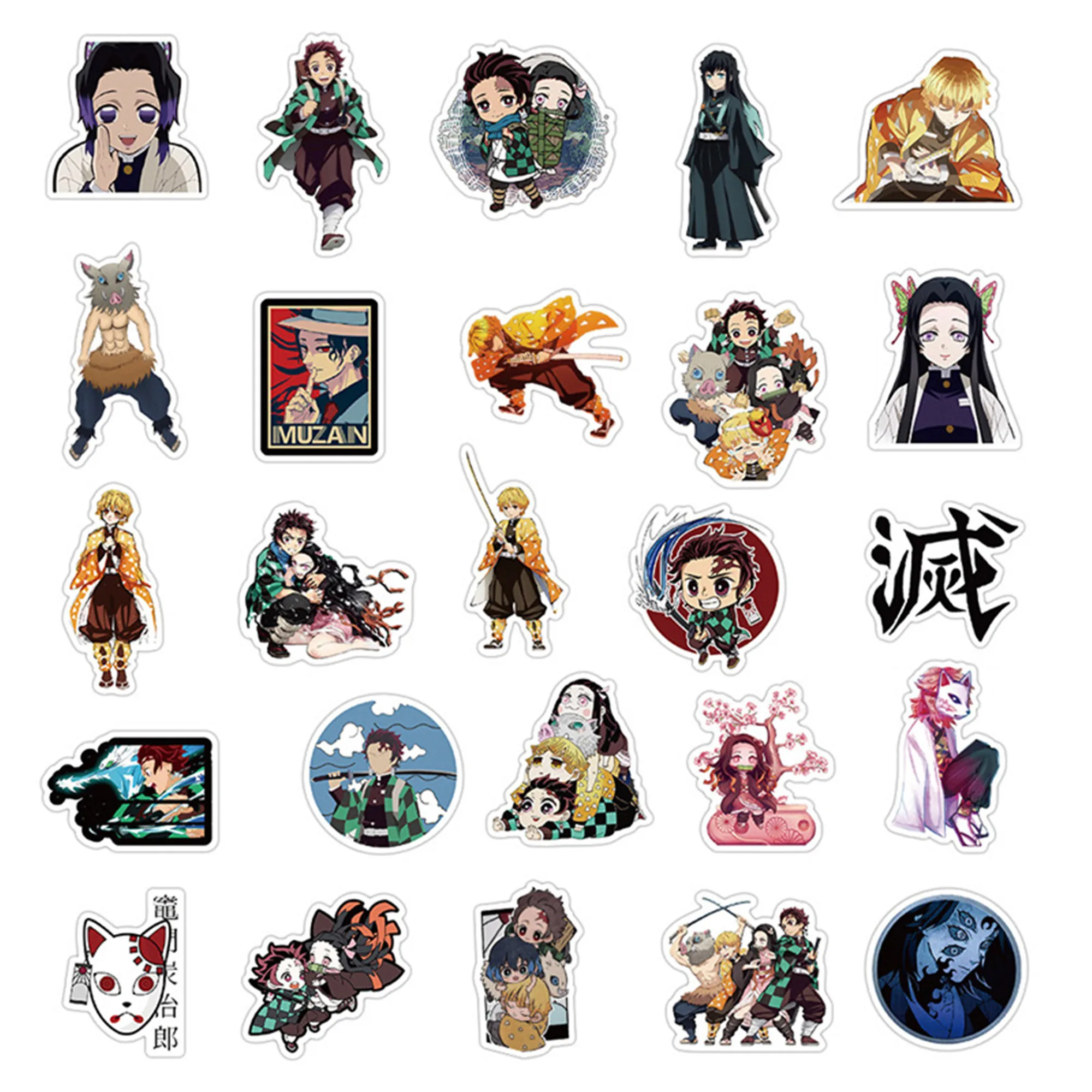 

5/10/50pcs Kimetsu No Yaiba Anime Demon Slayer Sticker Travel Luggage Guitar Fridge Laptop DIY Fridge Car MenToy Waterproof