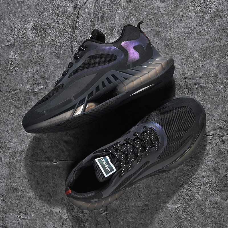 

Men's Fashion Sports Shoes Laser Luminous Cool Breathable Flying Woven Running Shoes Large Size Casual Shoes Trendy Shoes