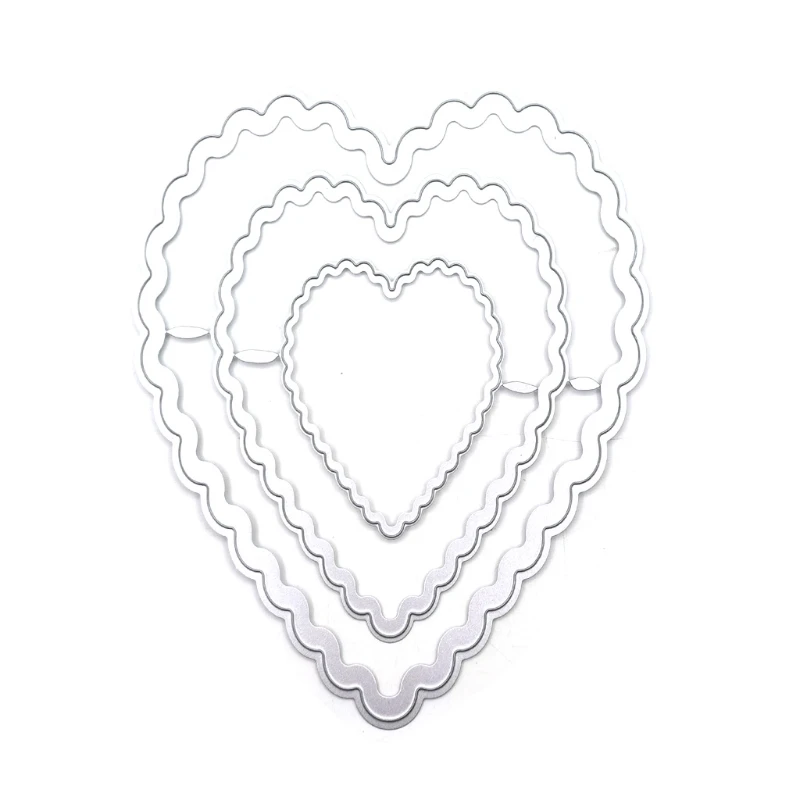 

3PCS Cutting Dies Heart Cutting Dies Love Heart Templates for Scrapbooking Q9QA