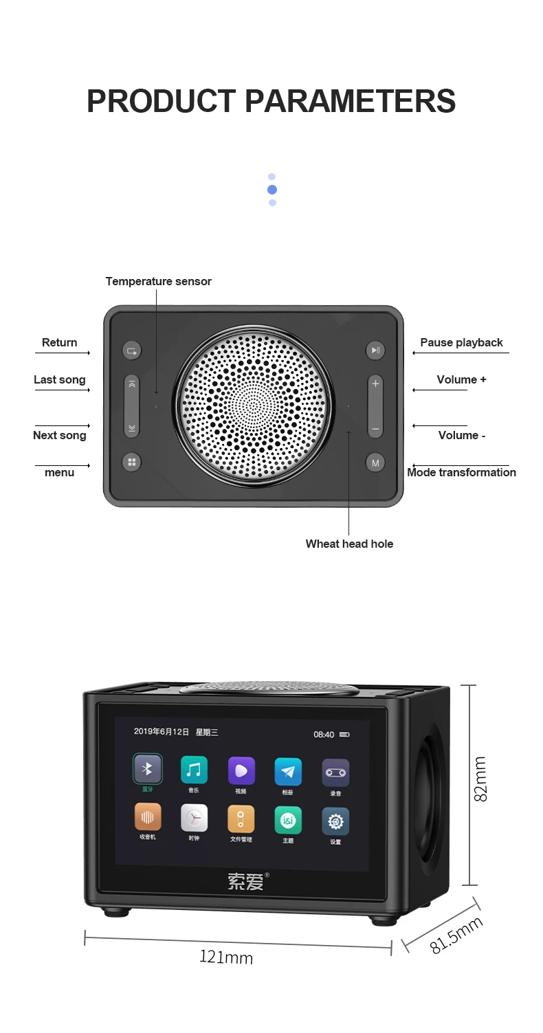 SOAIY K6 Портативный видео динамик Bluetooth беспроводной 3D стерео уличные комнатные автомобильные часы ЖК-дисплей FM радио Поддержка TF сабвуфер