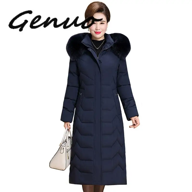 2019 Warm Winter Jacket Women Plus Size 5XL 6XL Womens Long Parkas Hooded Fur Collar Slim Women's Down Cotton Coat | Женская одежда