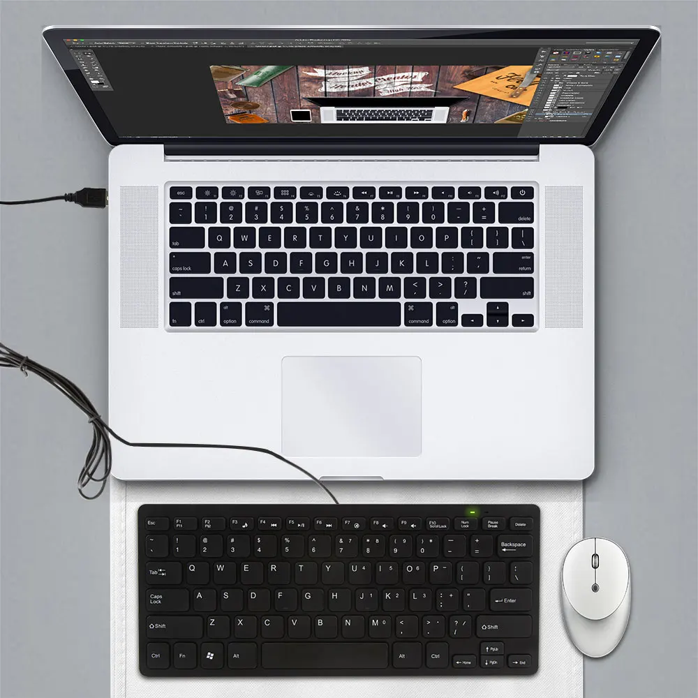 Мини игровая клавиатура 87 keycap ультра тонкая USB проводной офисный ноутбук