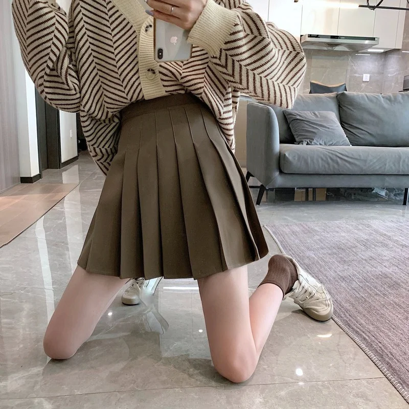 

Casual college style kawaii cute black pleated skirt female autumn high waist mini skirt Korean fashion school jk uniform girl