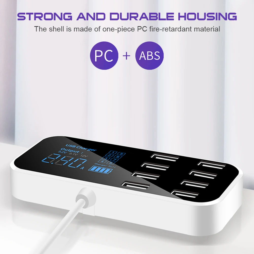 

Multi-Port USB Charger For Car 8-Port Car Lighter Charging Station Hub With LCD Display