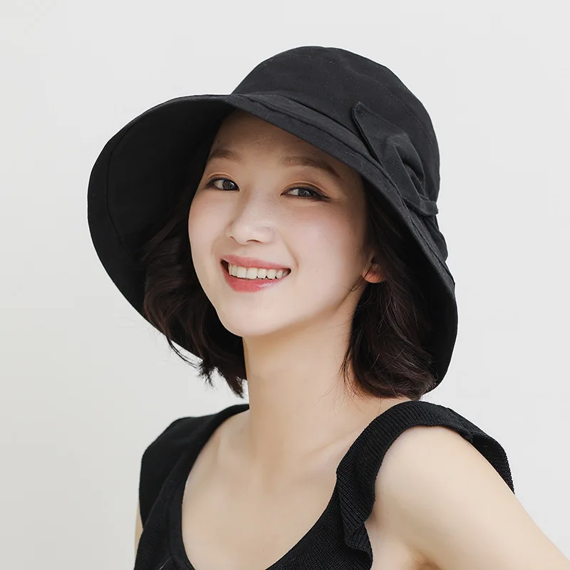 Женская шляпа одноцветная с бантом японская рыбацкая летняя Корейская большими
