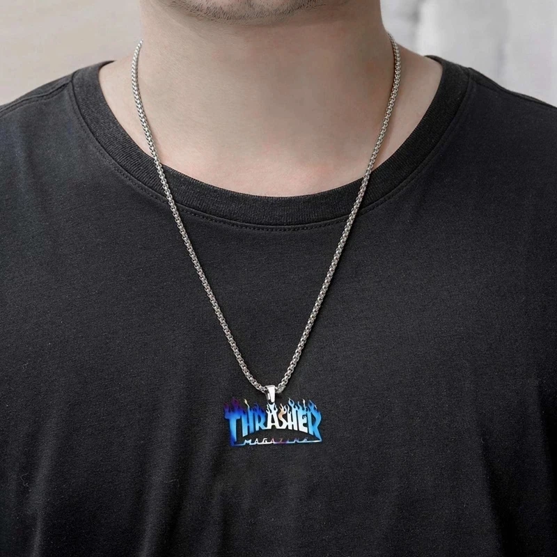

YSMLK 2021 NEW Street Hiphop Hip Hop Pendant Letters Colorful Necklace Can Be Quenched Alphabet Necklace Titanium Steel Jewelry