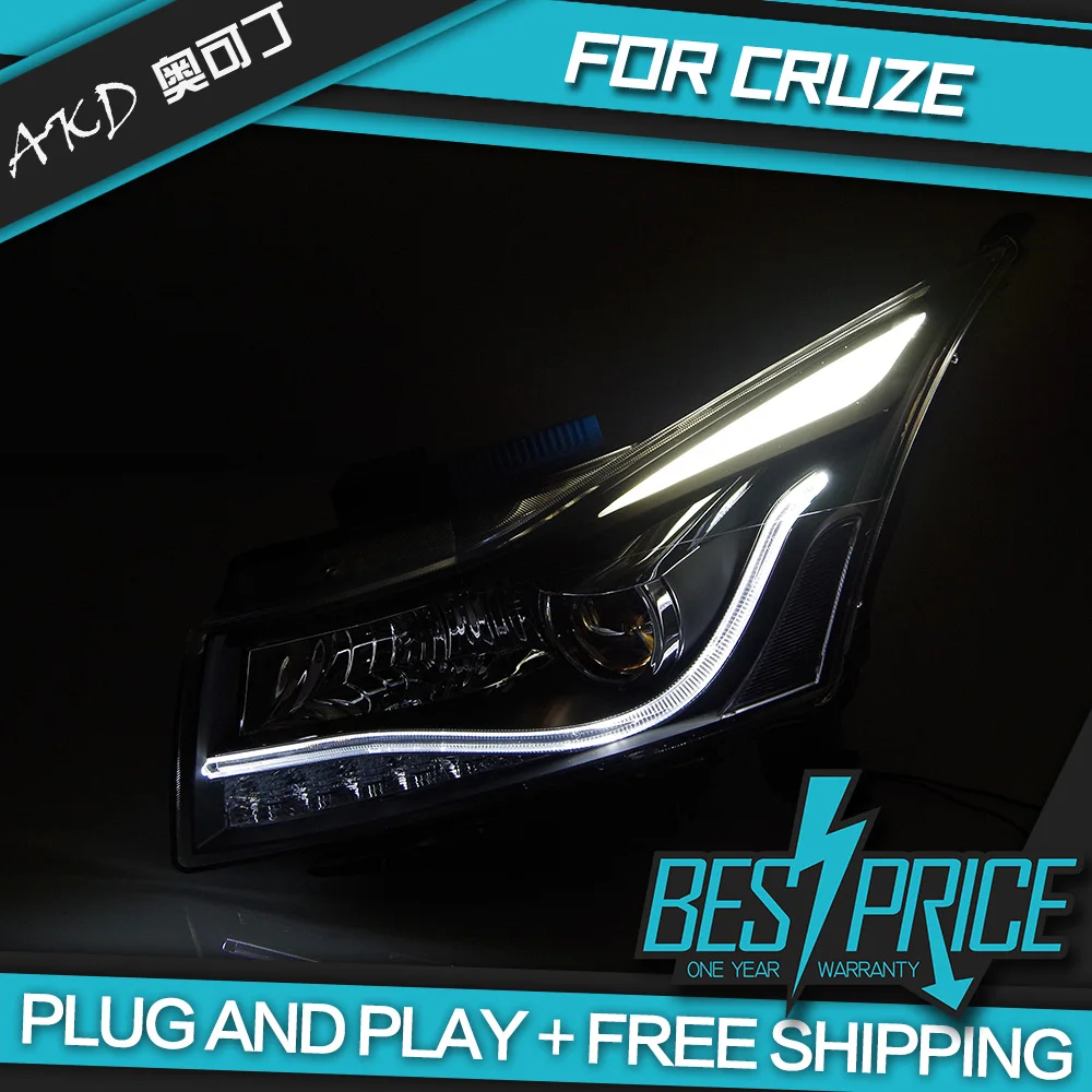 

Car Styling Head Lamp case for Chevrolet Cruze Headlights 2009-2016 Cruze LED Headlight LED DRL H7 D2H Hid Angel Eye Bi Xenon