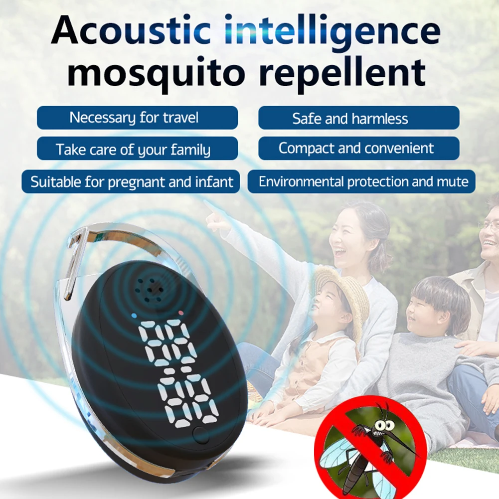 

Intelligence Mosquito Key Chain 5000-9000 Hz Repellent Ultrasonic Insect Dispeller Portable For Baby Summer Outdoor Camping