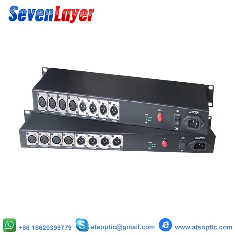 4ch двунаправленный сбалансированный аудио к оптоволоконному XLR по волоконному