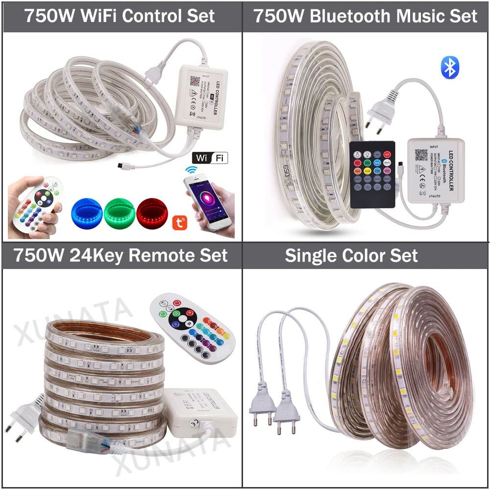 Светодиодная лента RGB светильник AC220V SMD5050 гибкая Водонепроницаемая светодиодная