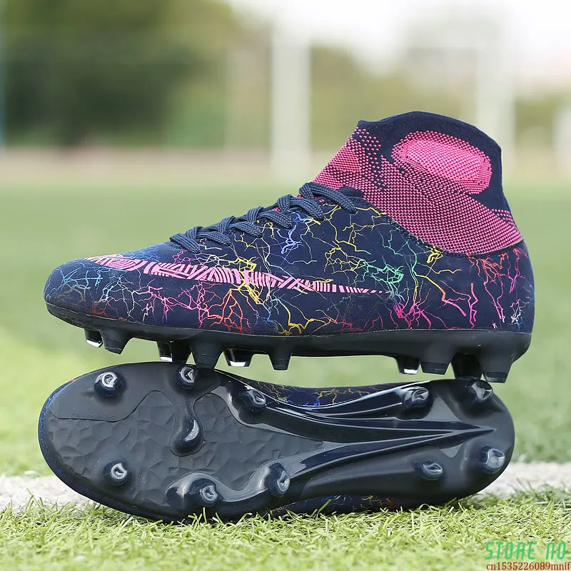 

Men Football Boots Soccer Cleats Boots Long Spikes TF Spikes Ankle High Top Sneakers FG Indoor Turf Futsal Soccer Shoes For Men