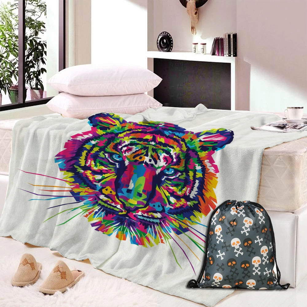 

Tiger 3D Printing Plush Fleece Blanket Adult Fashion Quilts Home Office Washable Duvet Casual Kids Girls Blanket Animal