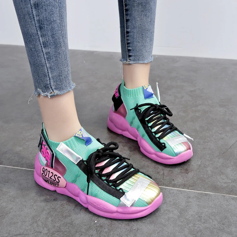 Женская Осенняя обувь женская уличная спортивная кроссовки эластичные ботинки