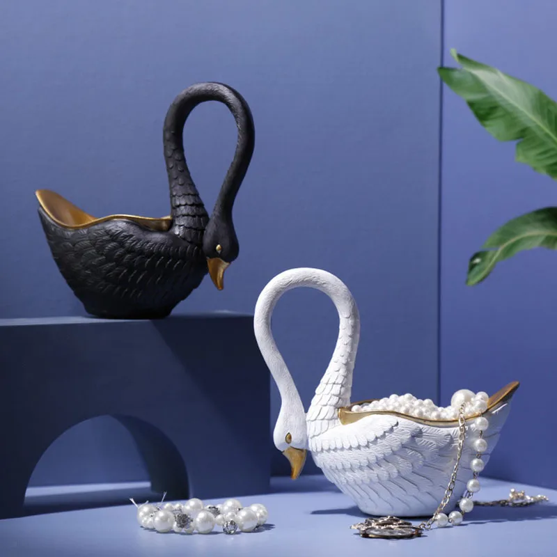 Nordic Gold Drawing Swan Statue Resin Animal Storage Container Home Decoration Accessories Modern Decorative Ornament Room Decor | Дом и сад