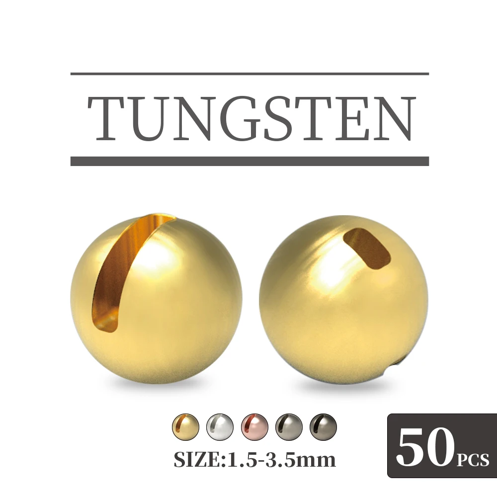 

MUUNN 50pcs 1.5-3.5mm Tungsten Slotted Beads Fly Tying Material Multi-Color Fly Fishing Tungsten Beads Electroplate