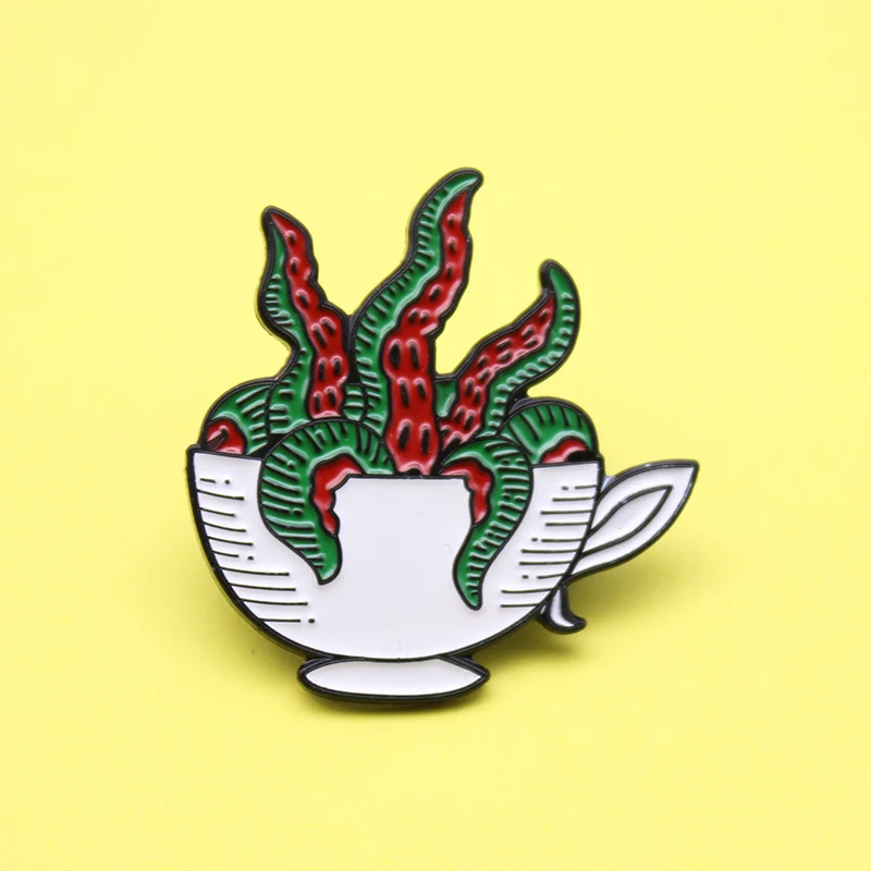 GDHY чайная чашка осьминог щупальца эмалированные булавки антенна инопланетянин