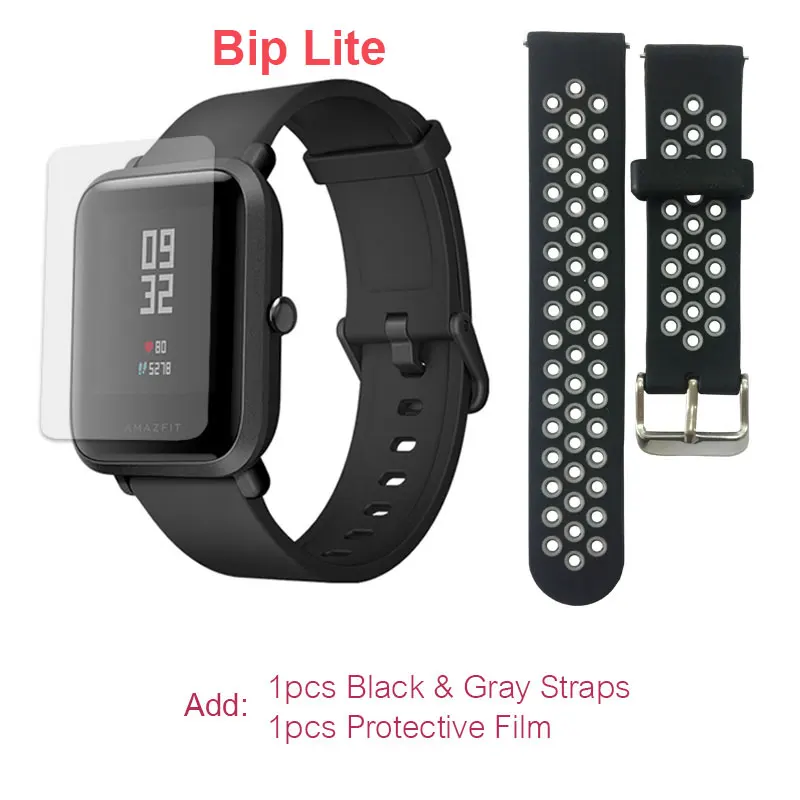 BlackGray Film Xiaomi Huami Amazfit Bip Lite умные часы глобальная версия легкие умные часы с 45 днями ожидания gps - Цвет: BlackGray Film