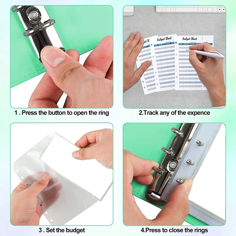 

A6 PU Leather Binder Cover with Binder Pockets, Expense Budget Sheets and Labels for Budget Organizer Envelopes