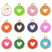 peixin 10pcs fashion trend colorful heart necklace pendant enamel hollow design earring pendant for diy jewelry making supplies