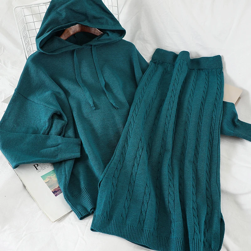 2019 Новая модная женская одежда свитер + юбка костюм из двух предметов Женский