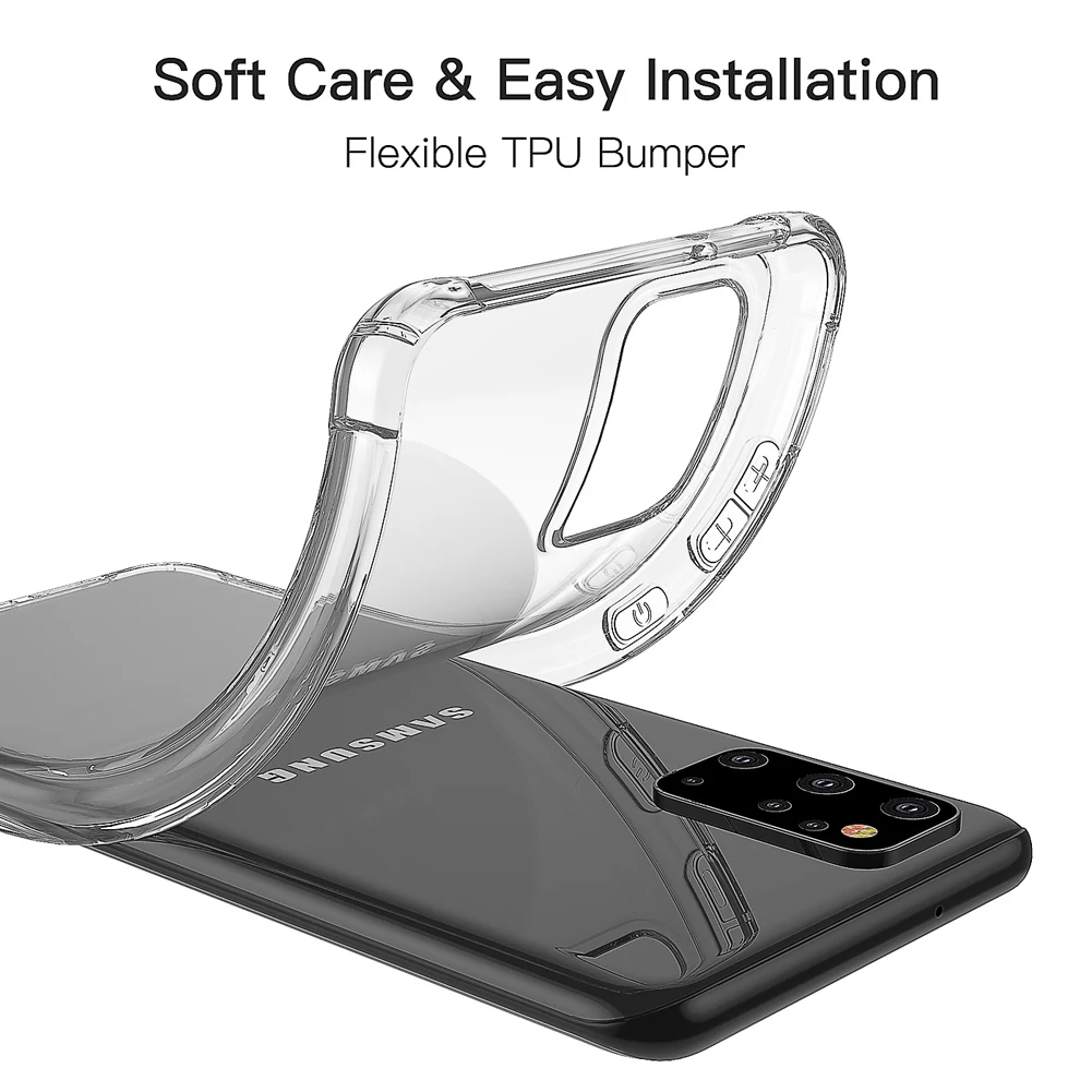 Shockproof Case For Samsung Galaxy S20 Ultra S10 Note 10 Plus A51 A71 A10s A20s Soft TPU Transparent Silicone Bumper Cover |