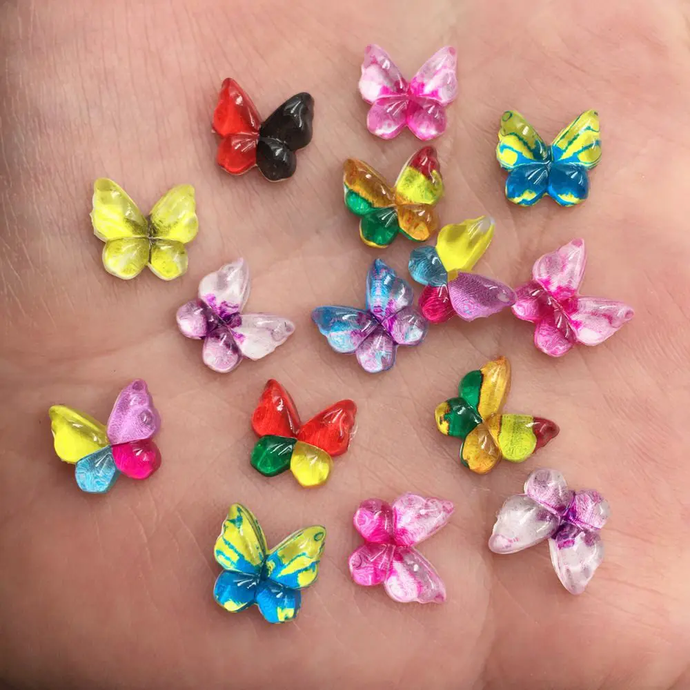 

New 80pcs 10mm Mix Resin Colorful Butterfly Flatback Rhinestone Scrapbook Wedding DIY F492