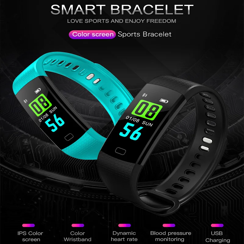

Smart Band Y5 Heart Rate Blood Pressure Monitor High Brightness Colorful Screen Smart Bracelet Wristband Notification For Adult