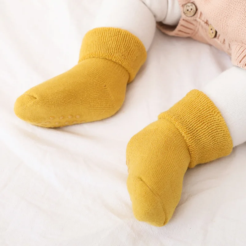 Newborn Baby Socks Terry Anti Slip for Winter Warm Thick Girls Boys Solid Infant Clothes Accessories | Детская одежда и обувь