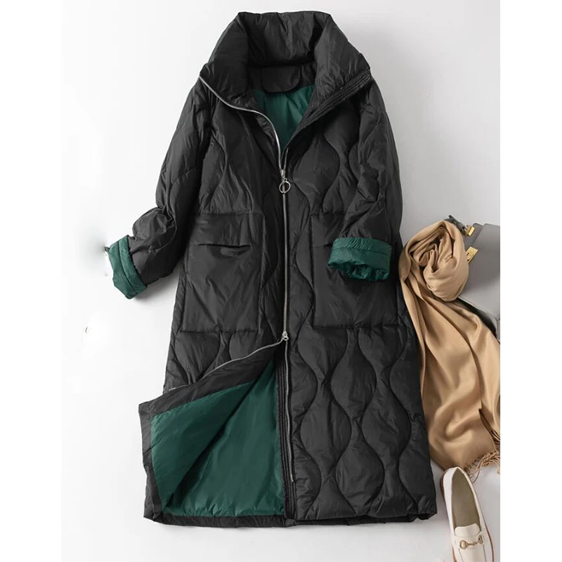 

FOR Aibeautyer 2021 Winter Women Casual Fashion Warm Coat Autumn Slim Puffer Black Jacket Long Oversize 90% Duck Down Jackets