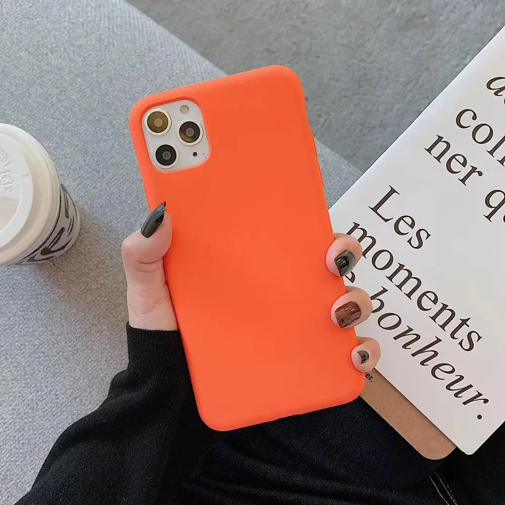 Простой однотонный удобный чехол для iPhone11Pro/xsMax/8plus мягкий силиконовый защитный xr