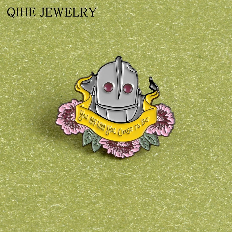 Железный Гигантский Pin робот искусство мультфильм икона Цитата фильм вдохновляющий мягкий эмалированный значок-булавка броши для женщин мужчин робот ювелирные изделия