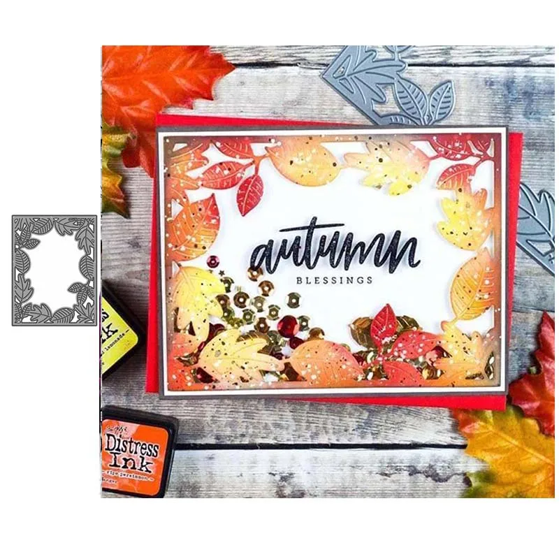 

JC Leaves Frame Rectangle Metal Cutting Dies Scrapbooking DIY Template Handmade Shape Stencil Craft Mold Mould Decor New Design