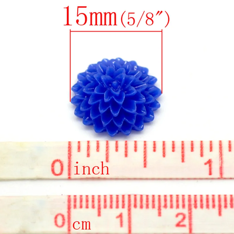 Цветочные бусины из смолы 50 шт. светло-голубые не отверстия 15 х6 мм свободные с