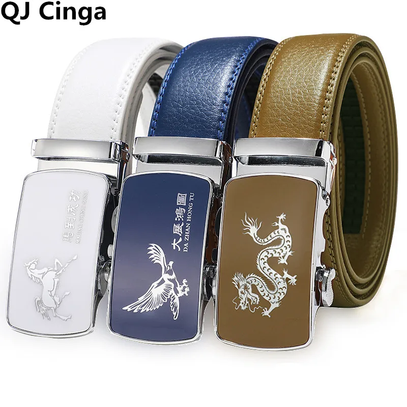White Blue Brown Belt Automatic Belts Buckle for Men Is A Fashion Trend for Both Men and Women 100cm-125cm Cinturon