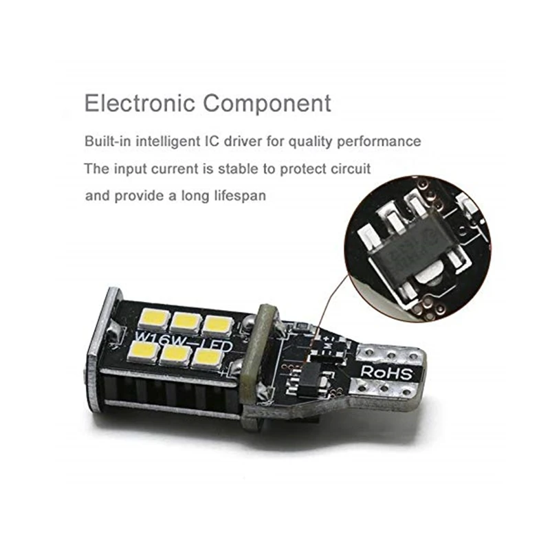 Светодиодные лампы T15 W16W Canbus без ошибок 912 921 906 904 902 2835 15smd чрезвычайно яркие