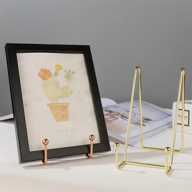 

Nordic Rose Gold Book Plate Display Storage Rack Iron Support Award Storage Holders Plate Commemorative Plate Photo Decoration