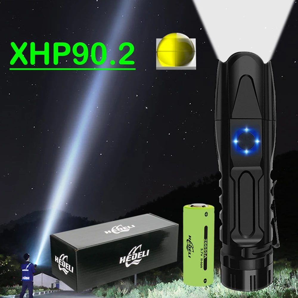 

Самый мощный светодиодный мини-фонарик 300000 люмен XHP90.2, светодиодный фонарик XHP70, перезаряжаемые тактические фонарики USB XHP50, ручная лампа