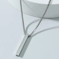 stainless steel bar pendant necklace for mens hip hop jewelry trendy box chain custom necklace